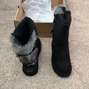 BearPaw Black and Gray Winter Boots